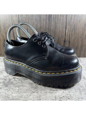 Dr. Martens Women's US 6 Men's 5 Black Leather Platform Oxford 1461 Quad Shoes